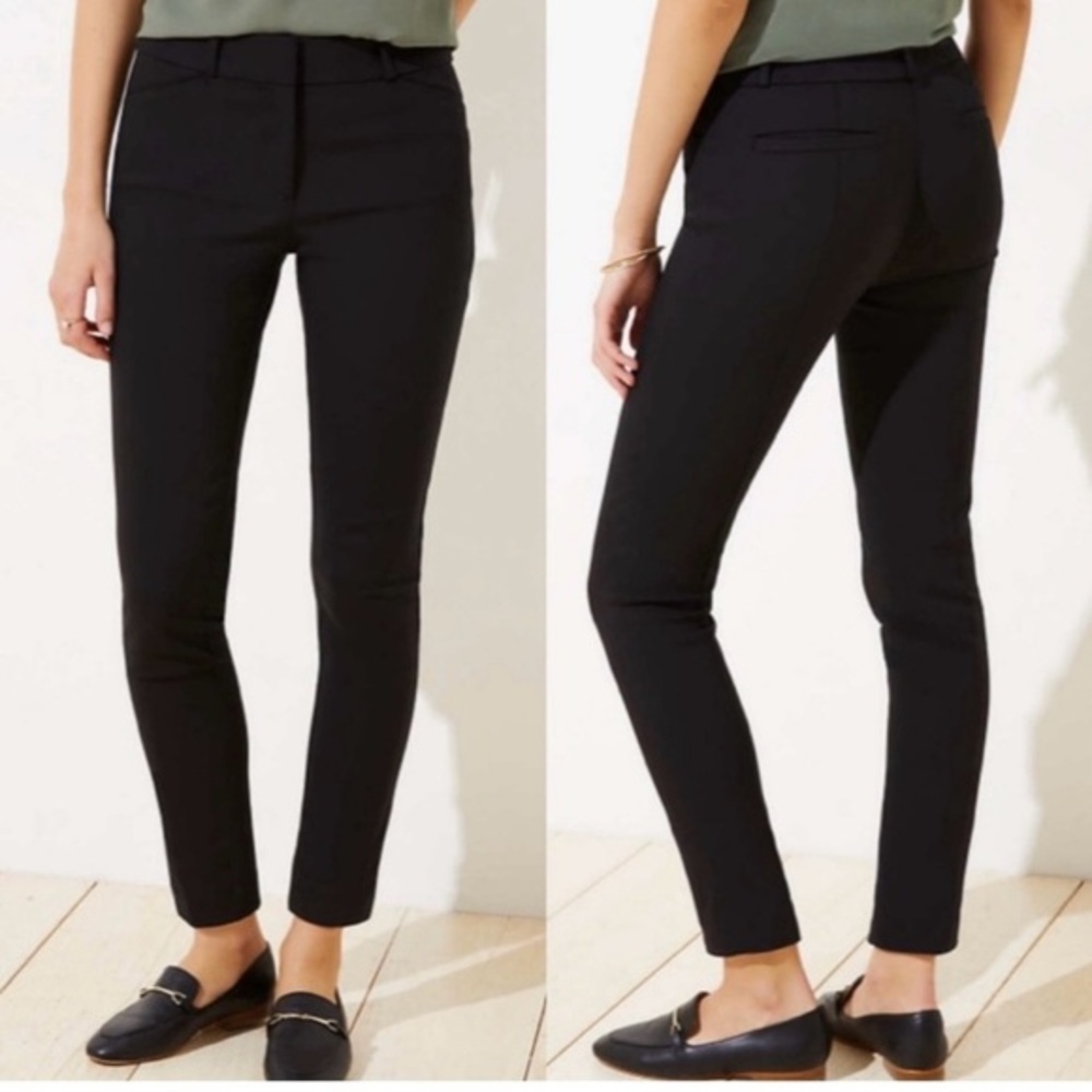 LOFT Outlet Curvy Skinny Ankle Pants in Olive Green Size 6. F. Rise 9.5”.
